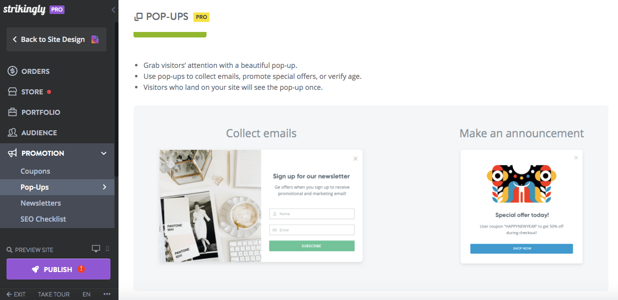 how to add a pop-up on a Strikingly website how to add a pop-up on a Strikingly website